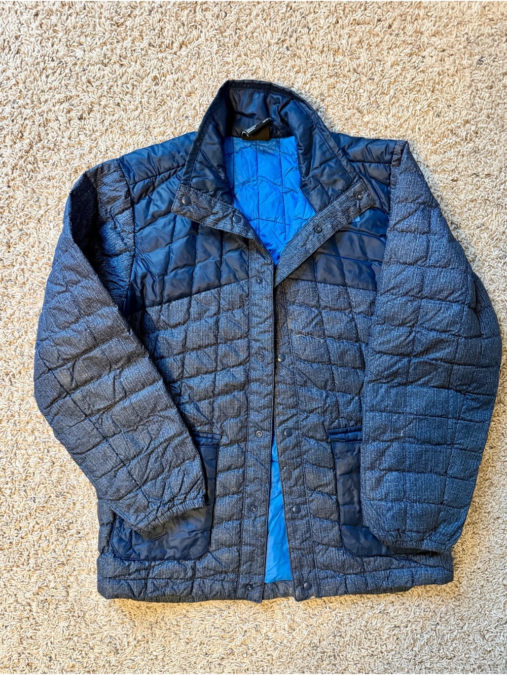 Boys Down Filled North Face Quilted Navy Blue Insulated Jacket